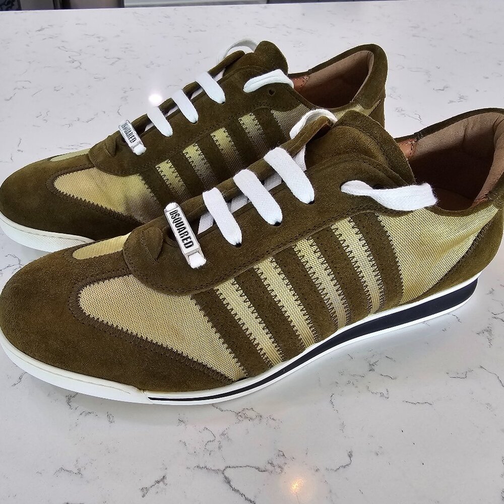 Dsquared2 Mens Sneakers New Runner Militare, Pristine, Made In Italy, 44 (US11)